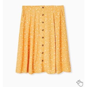 Midi Challis Button Front Skirt